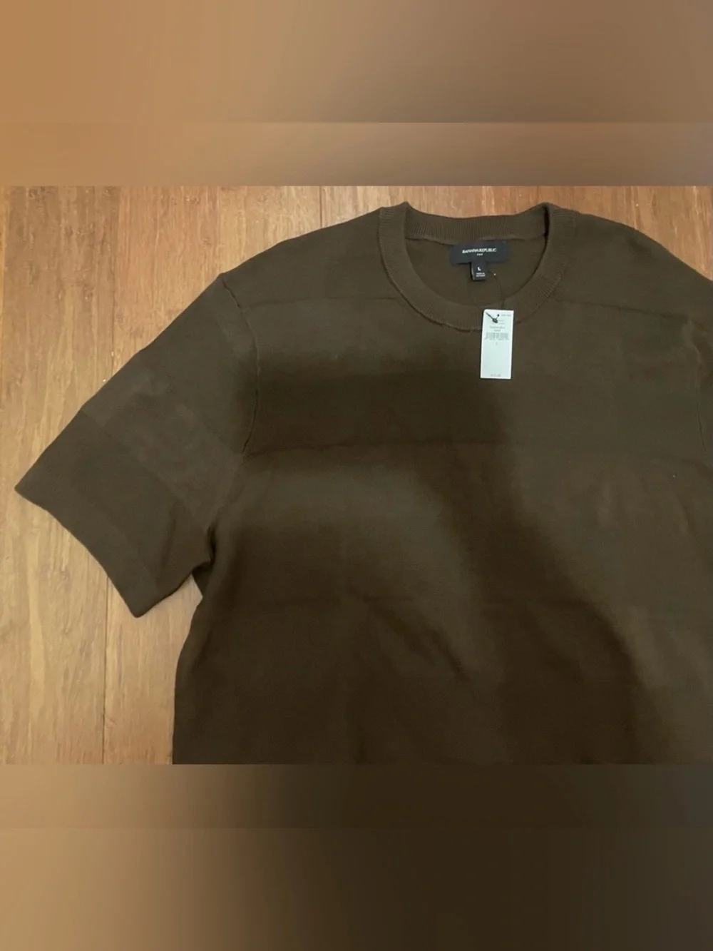 Banana Republic Sweater NWT Brown Striped Short Sleeve Mens L